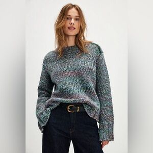 FREE PEOPLE Cotton Candy Pullover Sweater Multicolor Knit Boxy XS